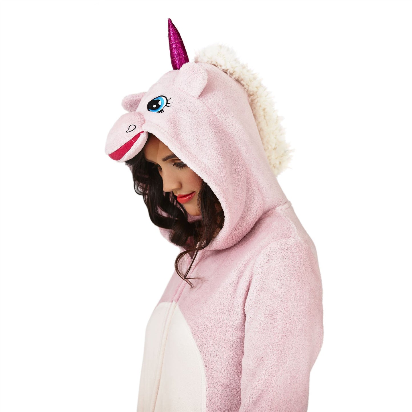 Loungeable Womens Unicorn Fleece Onesie - Pink