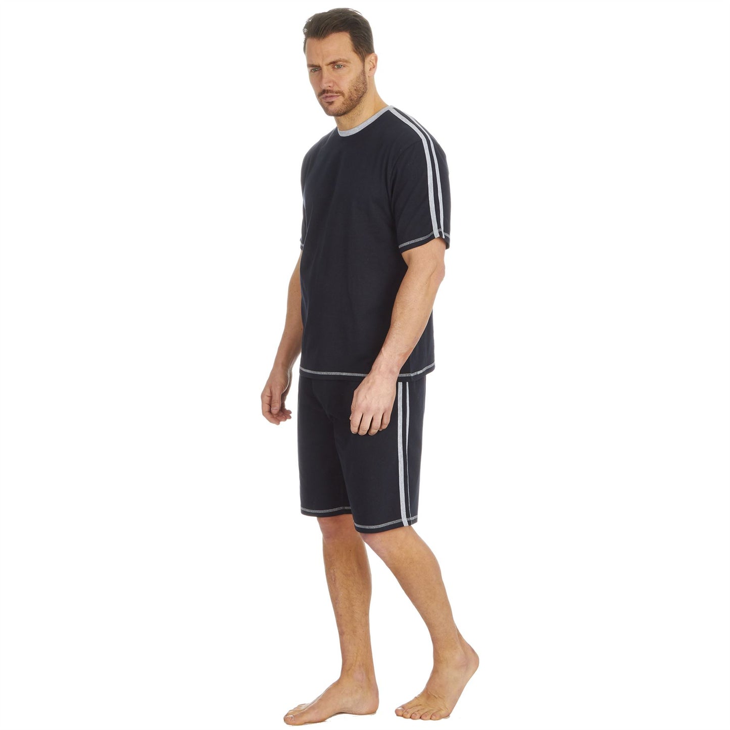 Cargo Bay Mens Contrast Stripe Pyjamas - Navy/Grey