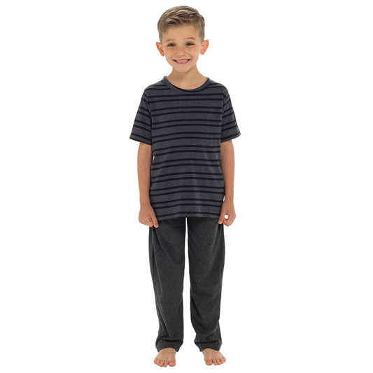 Tom Franks Boys Striped Pyjama Set - Charcoal