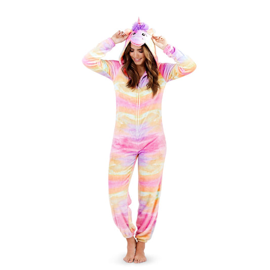Loungeable Womens Rainbow Unicorn Fleece Onesie