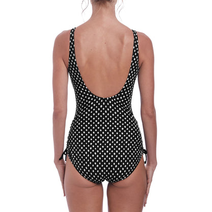 Fantasie Santa Monica V Neck Adjustable Leg Swimsuit - Black/White