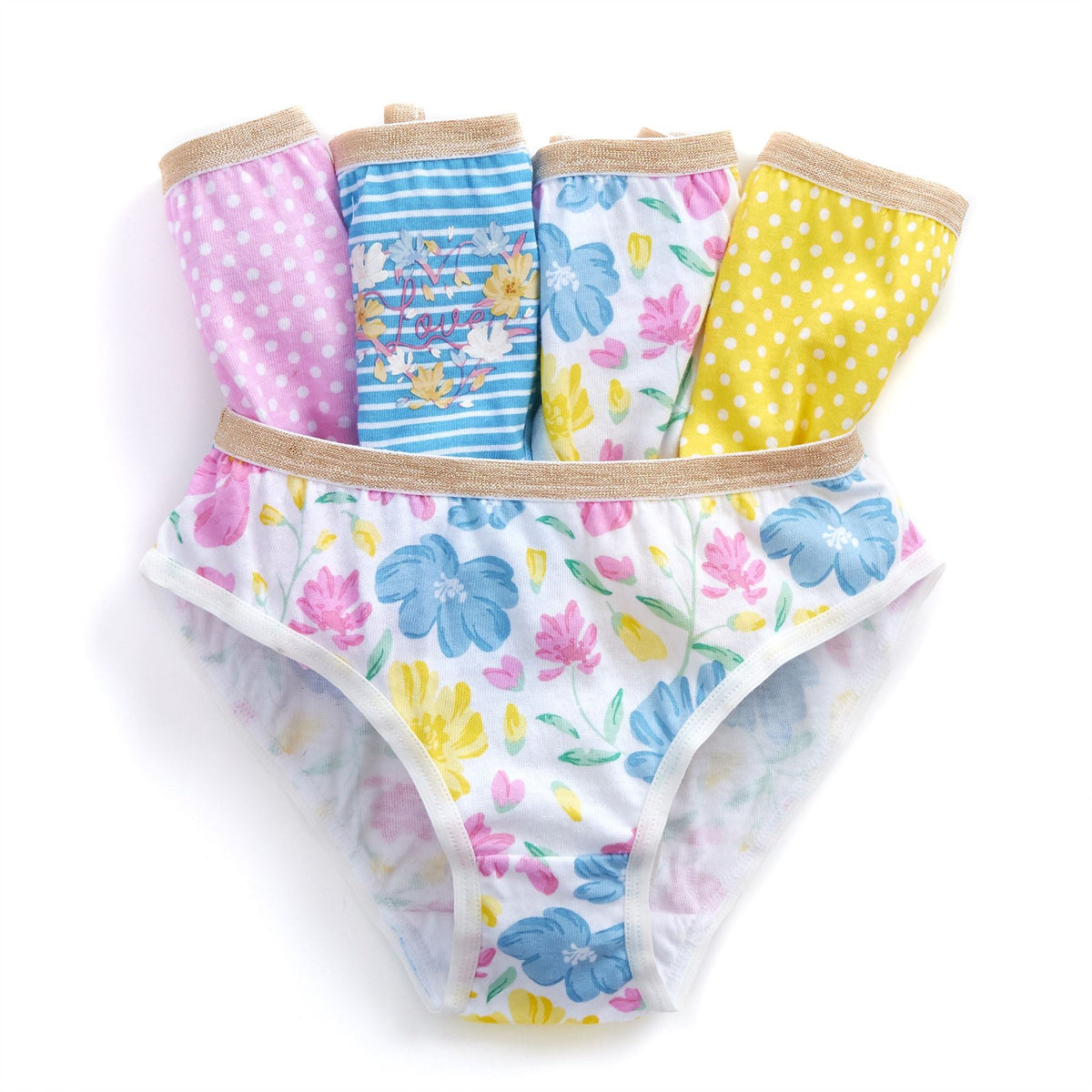 4Kidz Girls Briefs 5 Pack - Flowers (2-6 Years) 4Kidz