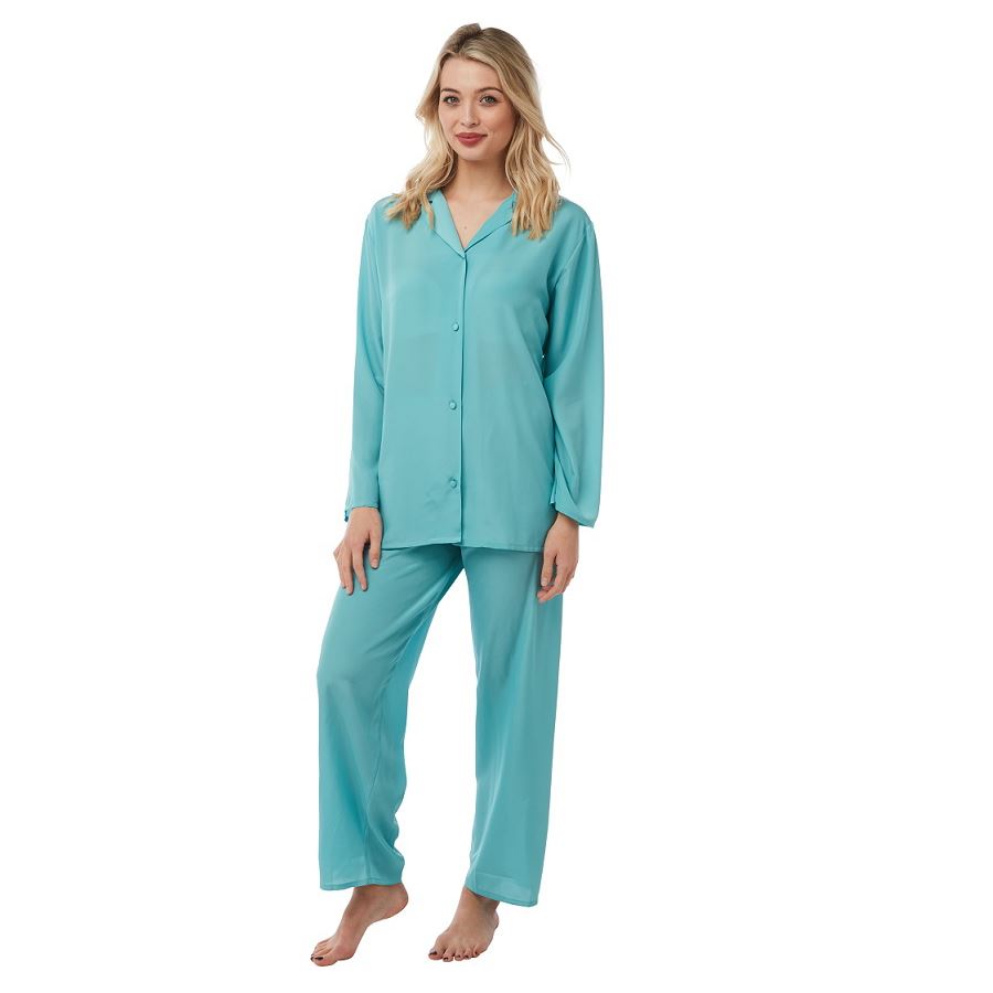 Indigo Sky Womens Satin Pyjamas - Green
