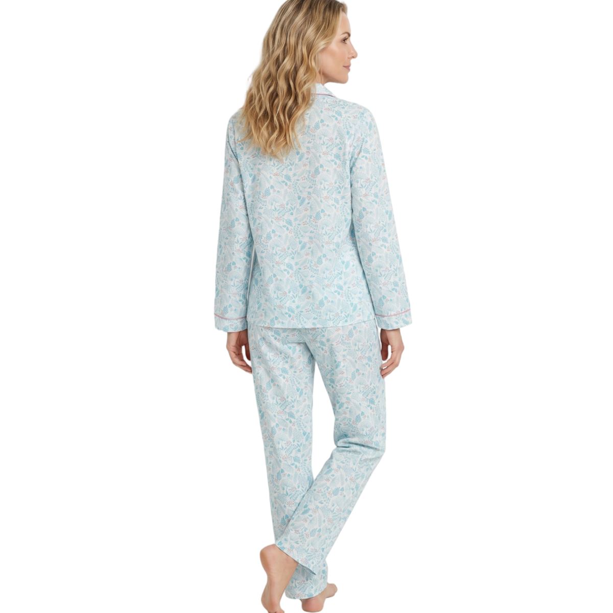 Marlon Womens Floral Winceyette Pyjamas - Blue Marlon
