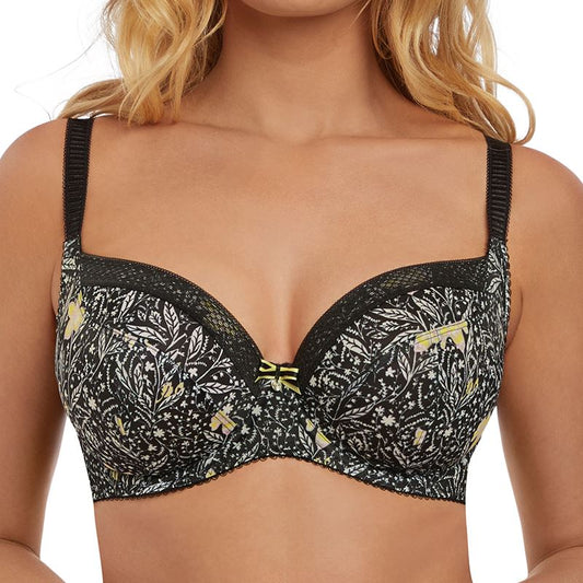 Freya Floral Bonanza Plunge Balcony Bra - Black