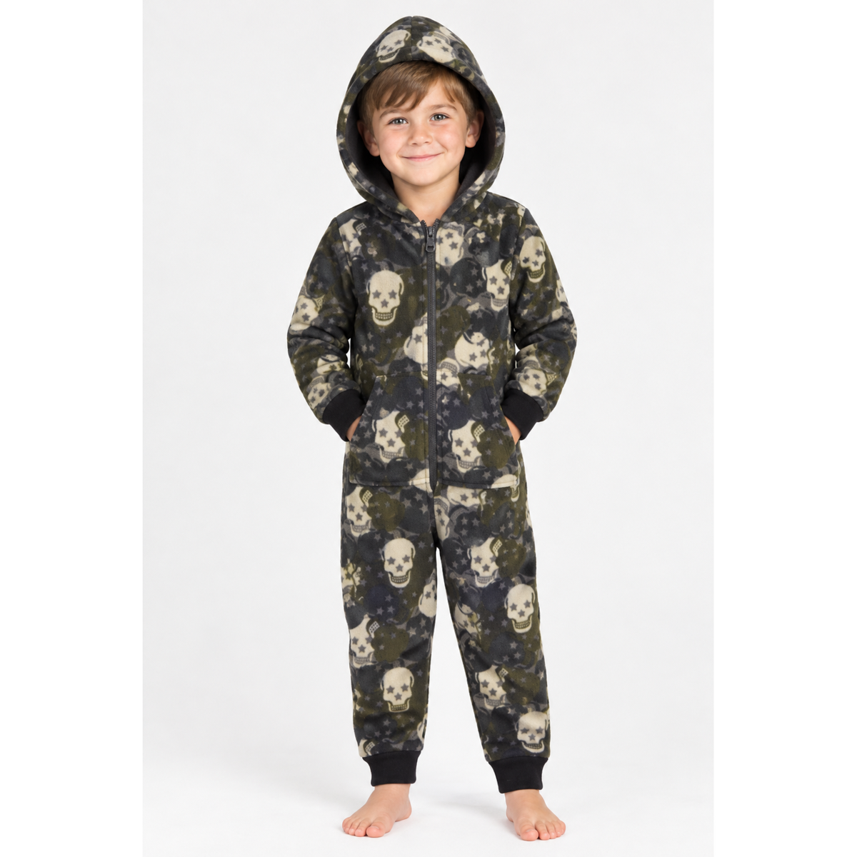 Onezee Kids Skulls/Stars Fleece Onesie - Green Onezee