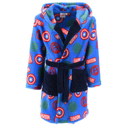 Marvel Logo Kids Fleece Robe - Blue