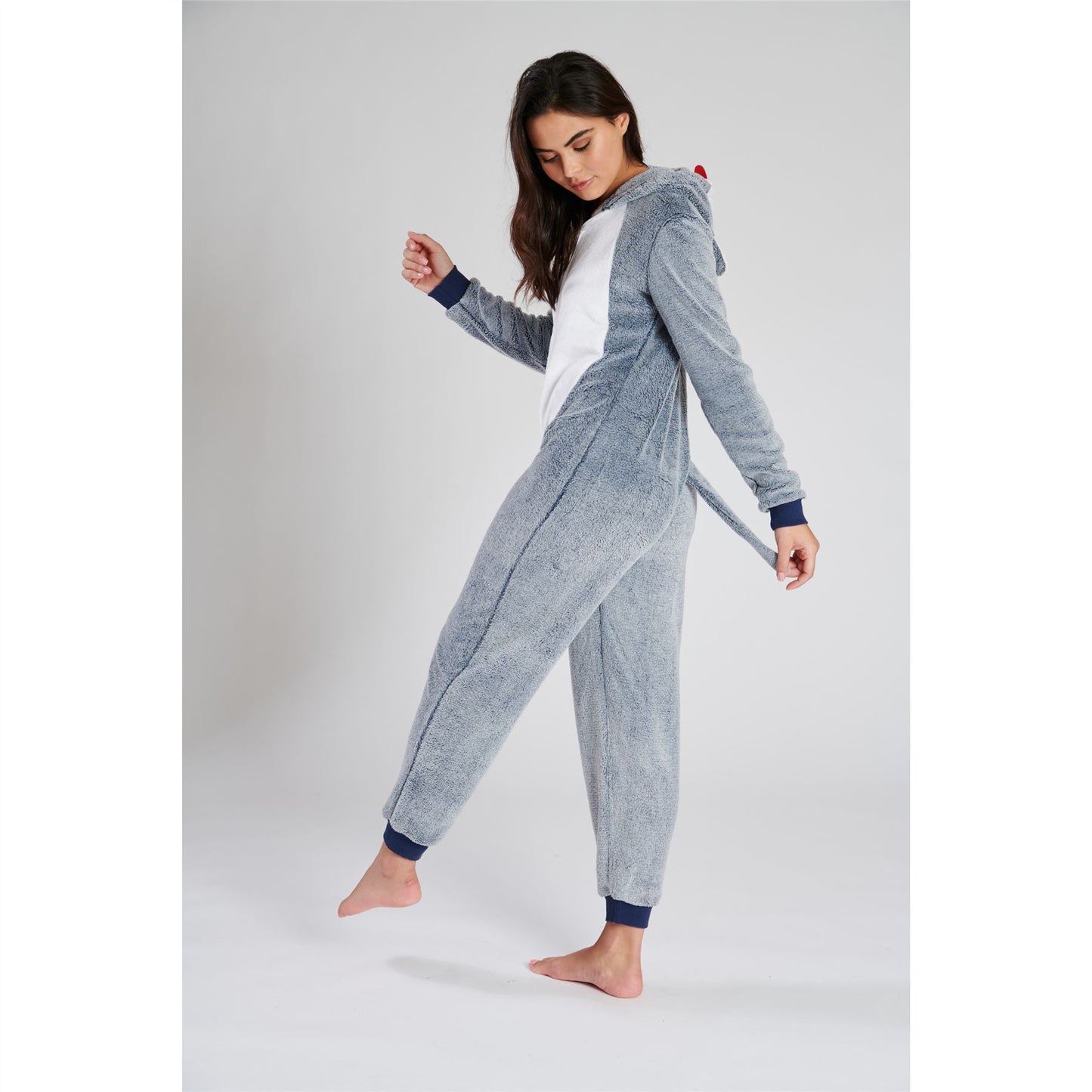 Loungeable Womens Husky Dog Fleece Onesie - Blue/Grey