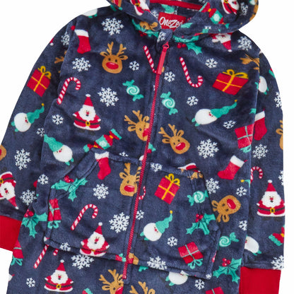 Onezee Kids Christmas Print Fleece Onesie - Navy (2-6 Years)