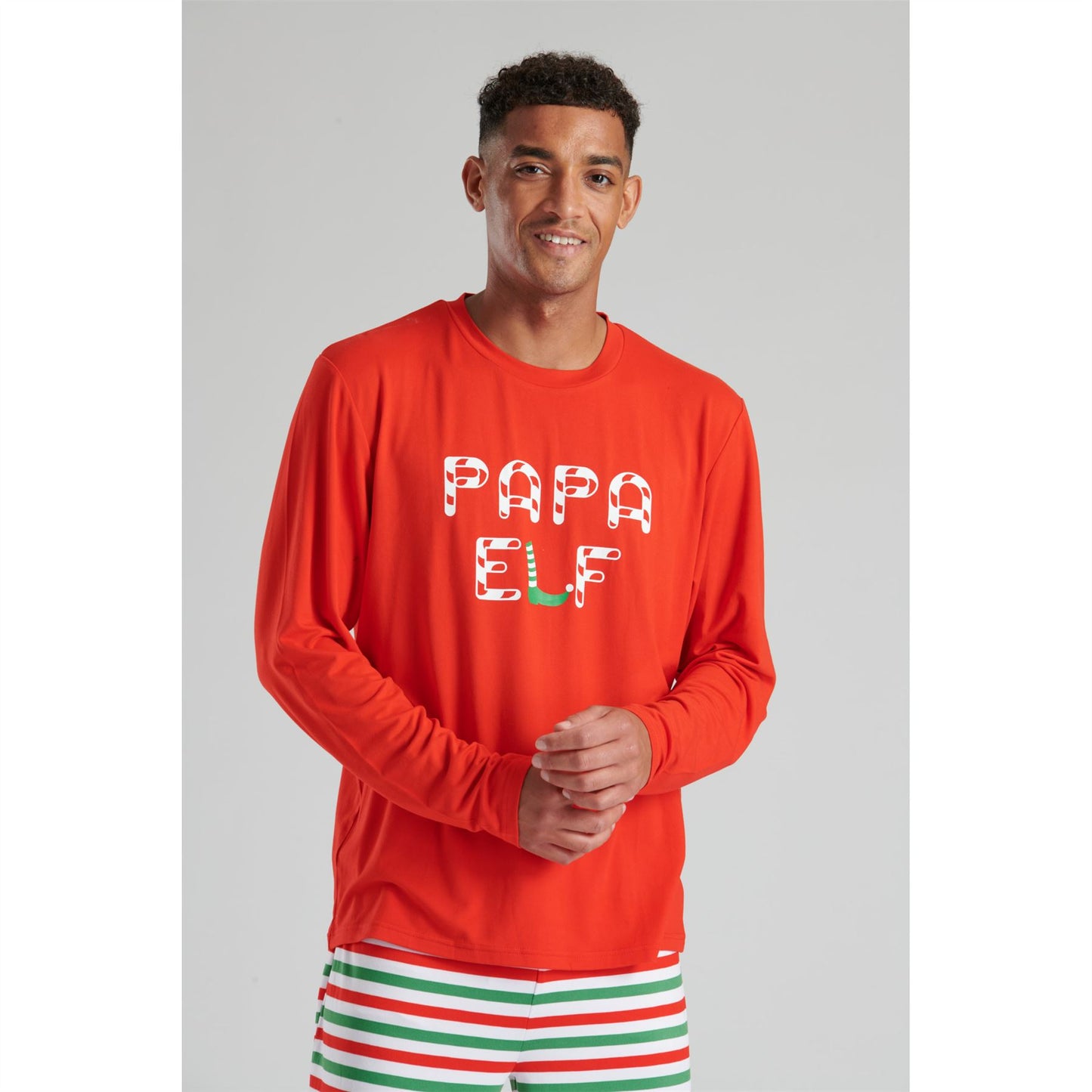 Loungeable Mens 'Papa Elf' Pyjamas - Red/Green