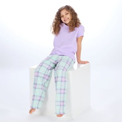 Forever Dreaming Girls T Shirt and Check Pants Pyjamas - Lilac Forever Dreaming