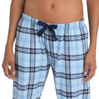 Momentii Womens Jersey/Flannel Pyjama Set - Blue Check Momentii