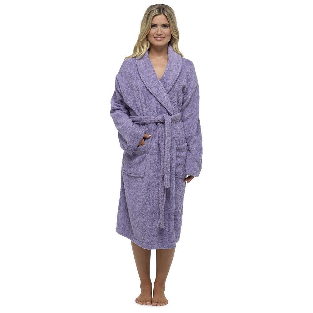 Tom Franks Womens Cotton Towelling Robe - Lilac