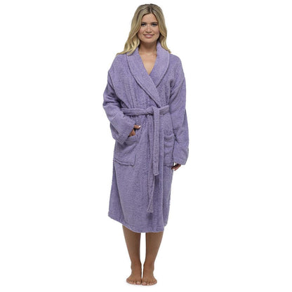 Tom Franks Womens Cotton Towelling Robe - Lilac