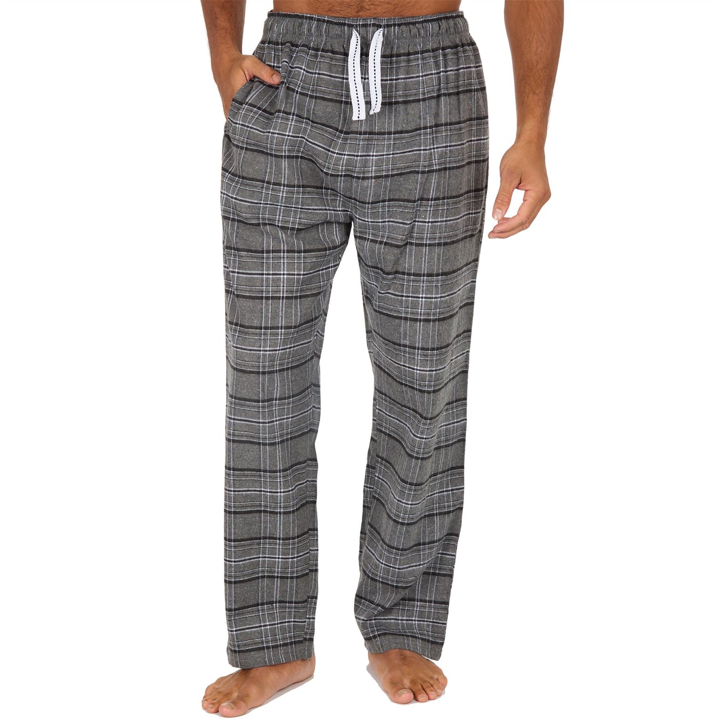 Cargo Bay Mens Check Flannel Lounge Pants - Grey