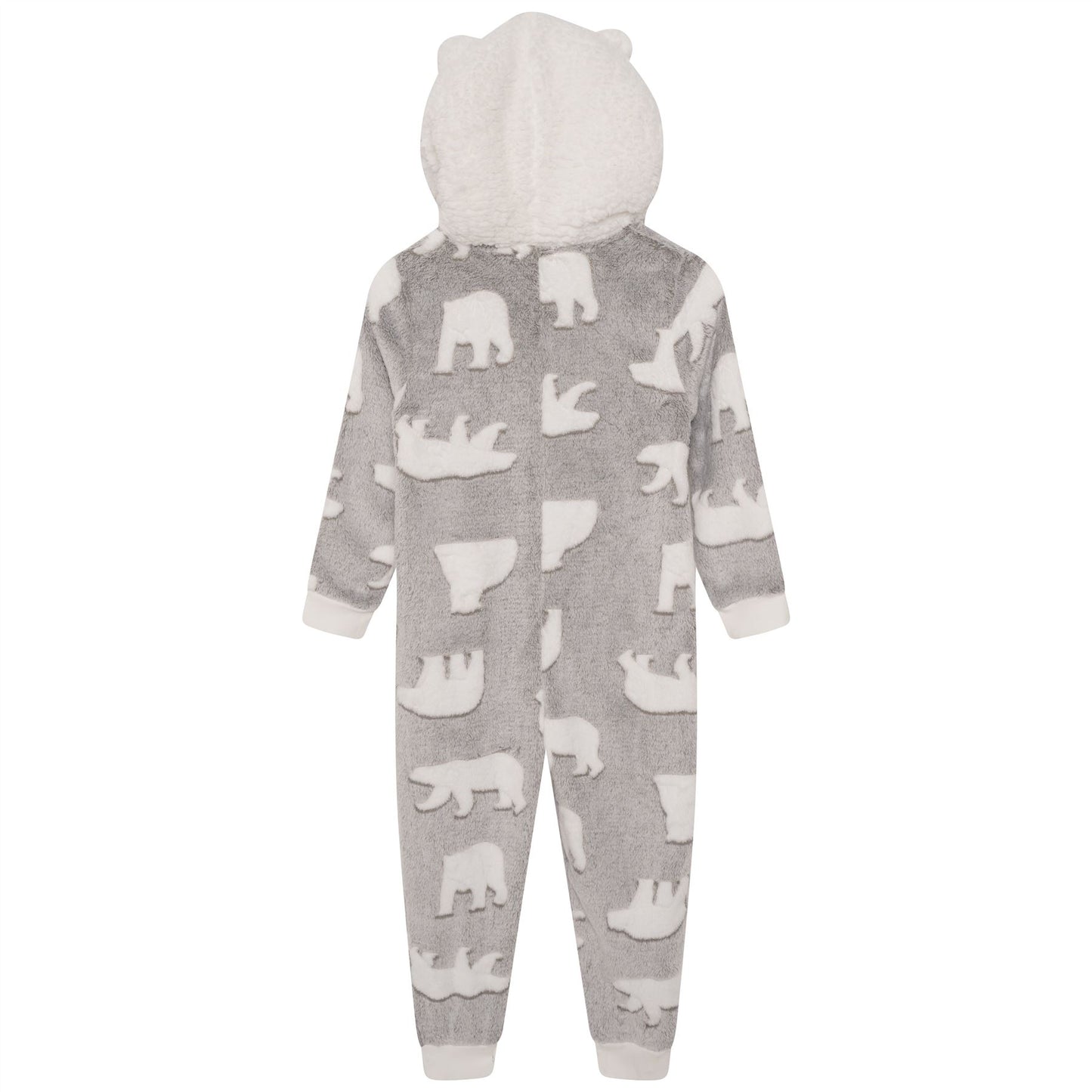 Nifty Kids Polar Bear Fleece Onesie - Grey/White
