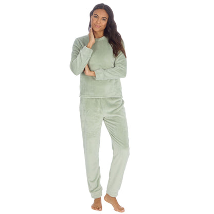 Forever Dreaming Womens Plush Fleece Pyjama Set - Sage Green