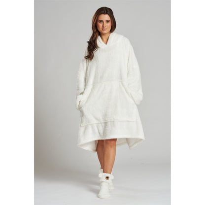 Loungeable Womens Luxury Fleece Polar Bear Snuggle Hoodie - White