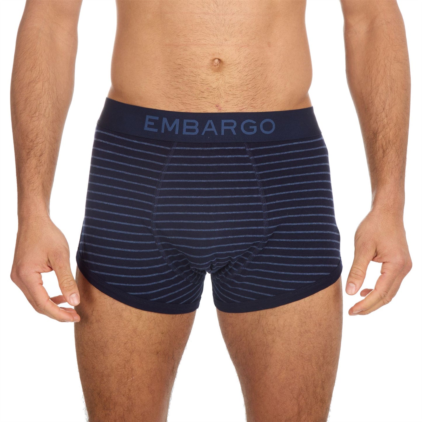 Embargo Mens Hipster Trunks (4 Pack) - Navy Stripe