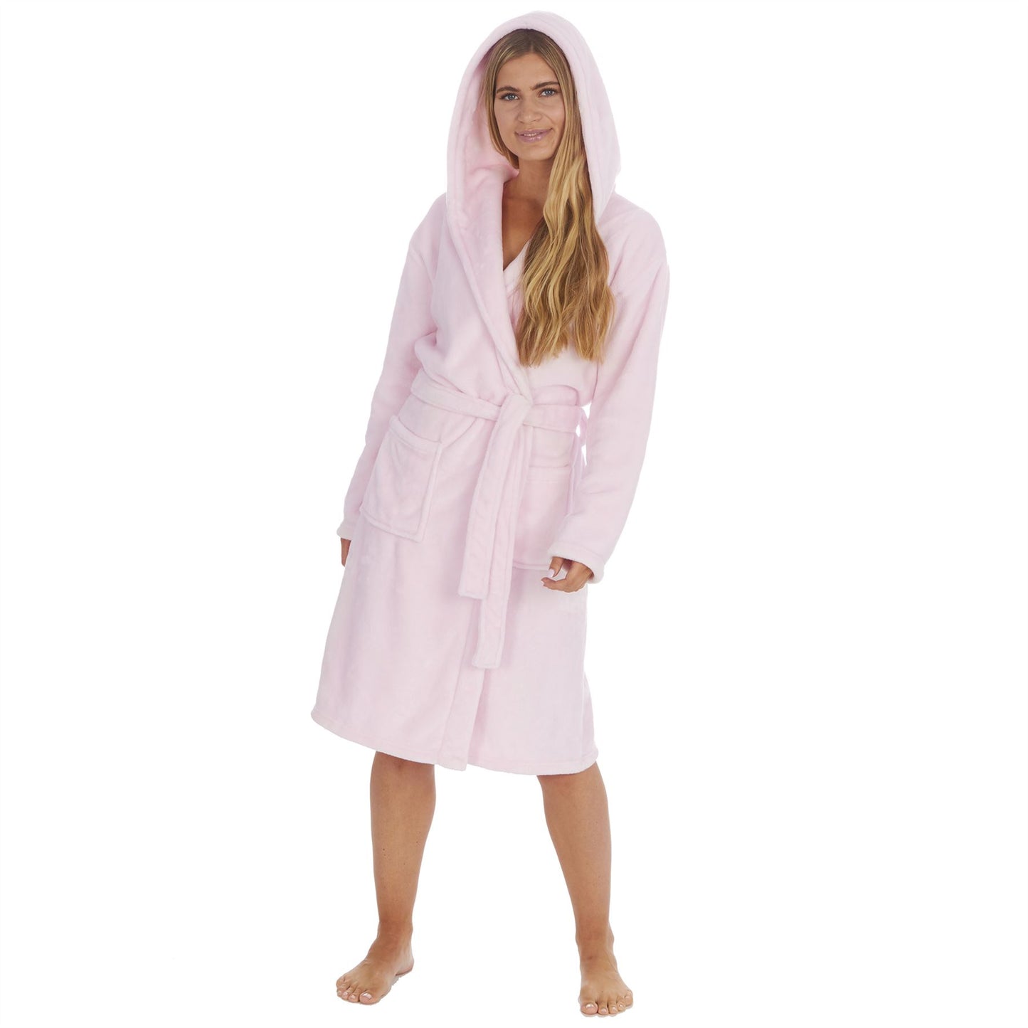 Forever Dreaming Womens Fleece Hooded Robe - Pink (S-XL)