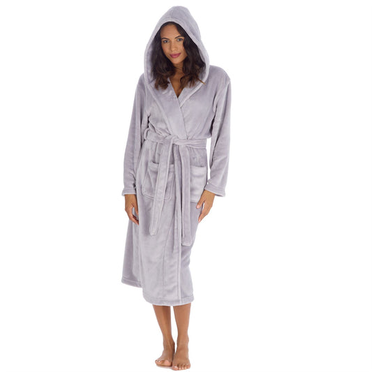 Forever Dreaming Womens Longer Length Shimmer Fleece Robe - Silver