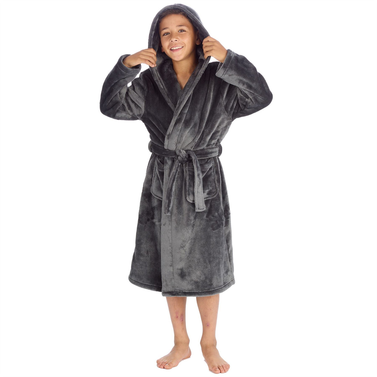 Cargo Bay Boys Plush Fleece Robe - Charcoal Cargo Bay