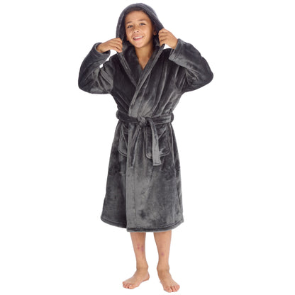 Cargo Bay Boys Plush Fleece Robe - Charcoal Cargo Bay