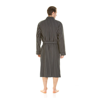 Haigman Mens Brushed Cotton Robe - Grey Stripe