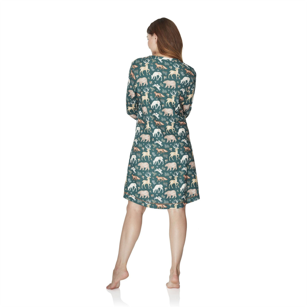 Wysteria Lane Womens Jersey Knit Long Sleeve Nightdress - Green Wysteria Lane