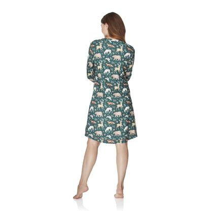 Wysteria Lane Womens Jersey Knit Long Sleeve Nightdress - Green Wysteria Lane