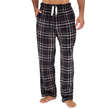 Cargo Bay Mens Fleece Lounge Pants - Black Check