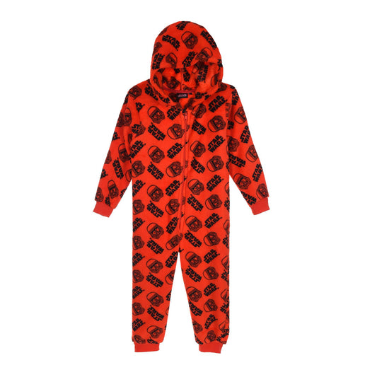 Boys Star Wars Fleece Hooded Onesie - Red Print