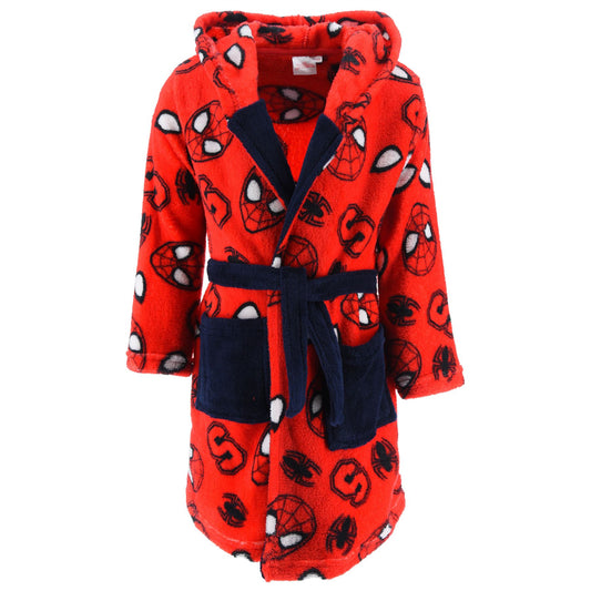 Spiderman Logo Kids Fleece Robe - Red