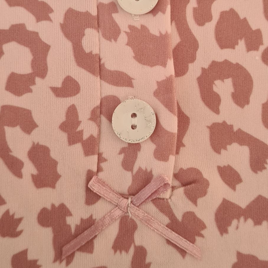 Fine Woman Womens Animal Print Short Sleeve Nightdress - Pink Fine Woman
