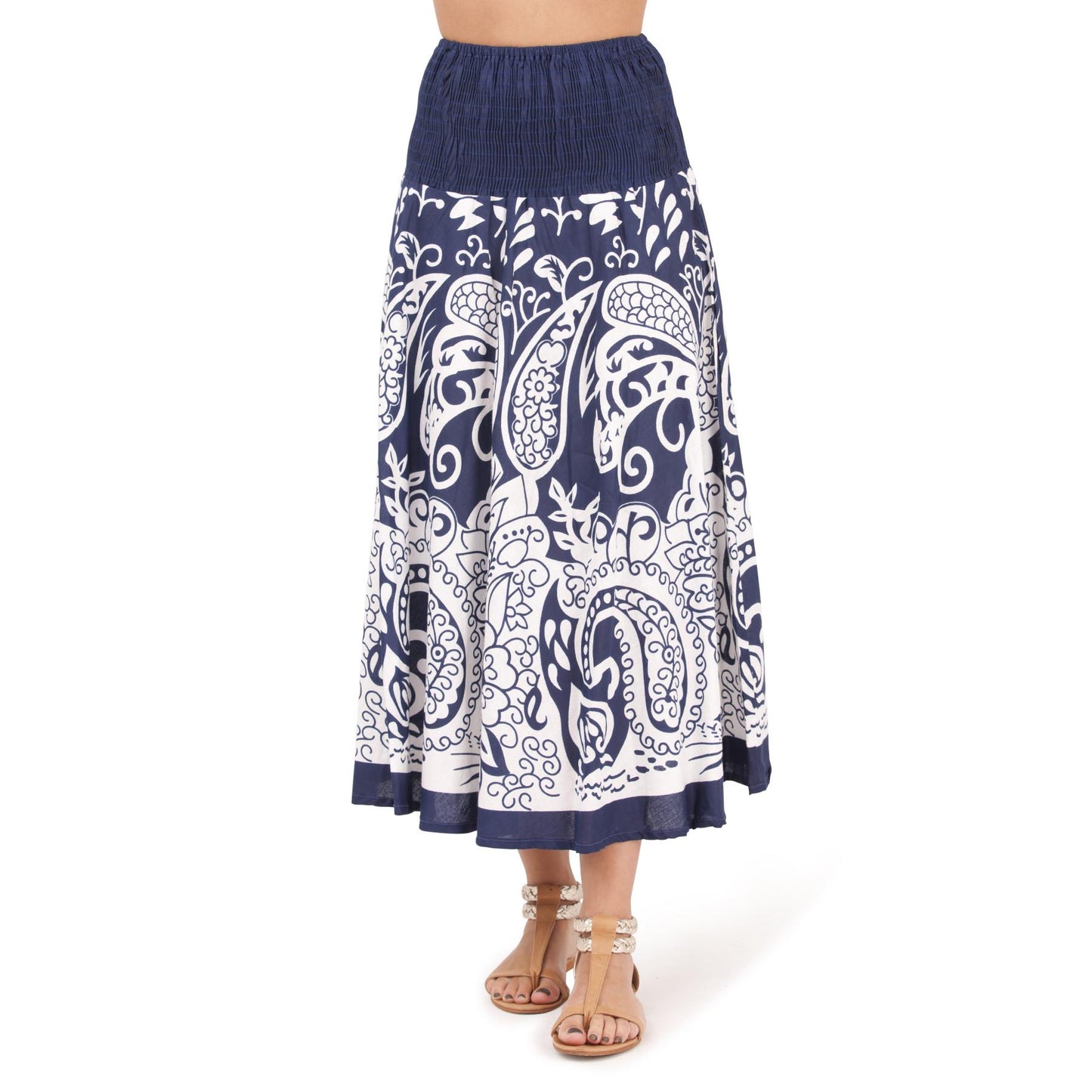 Pistachio Paisley Print Dress/Skirt - Navy