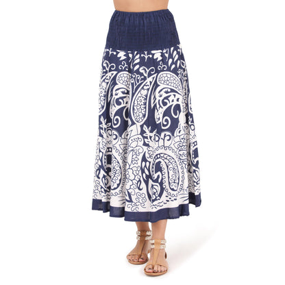 Pistachio Paisley Print Dress/Skirt - Navy