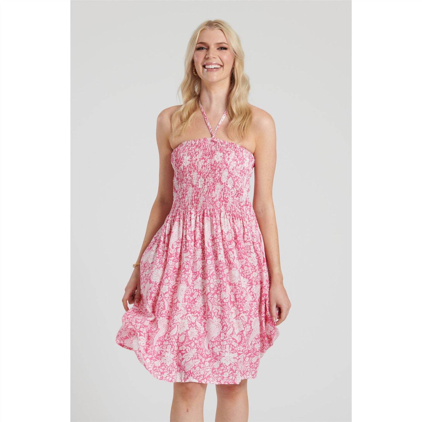Pistachio Printed Paisley 3 In 1 Dress - Pink