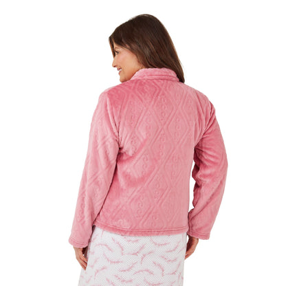 Marlon Women's Embossed Button Bedjacket - Pink