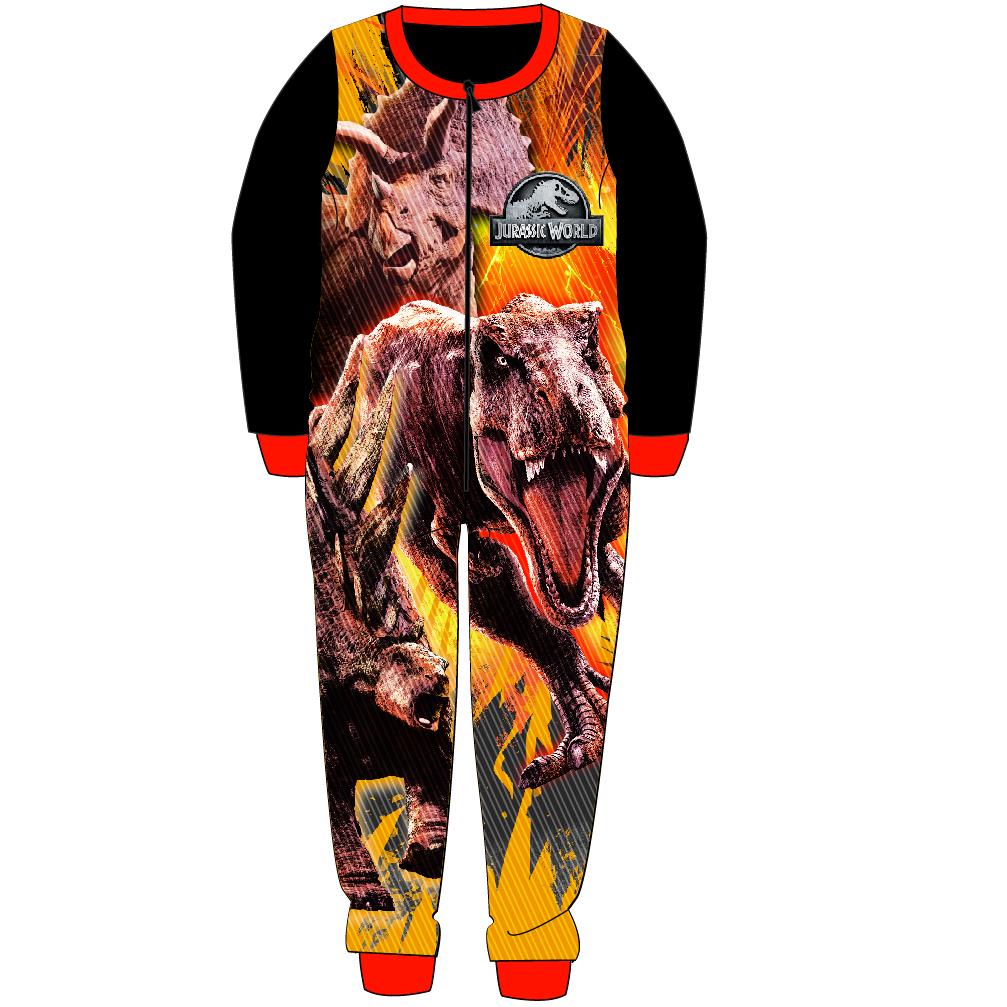 Boys Jurassic World Fleece Onesie - Black/Multi