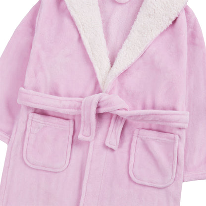 4Kidz Kids Sherpa Hooded Plush Fleece Robe - Pink