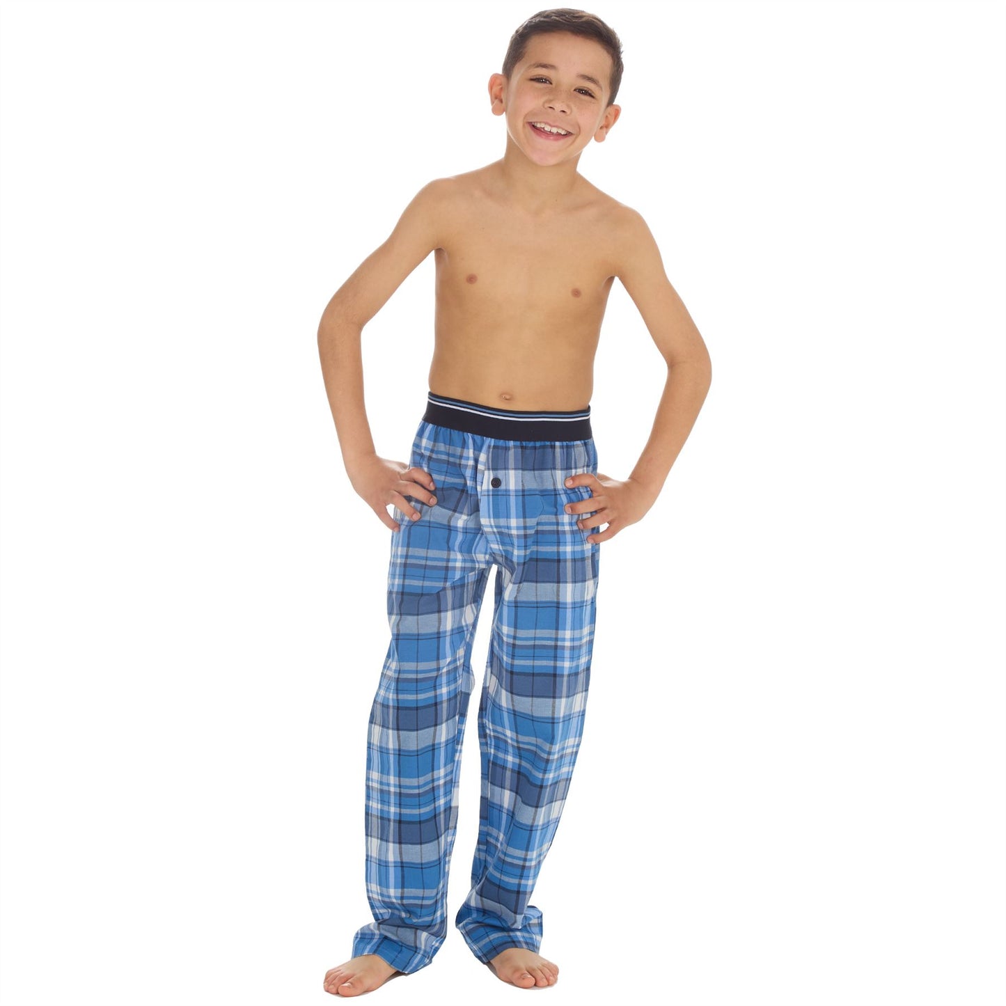 Cargo Bay Boys Woven Check Lounge Pants - Denim