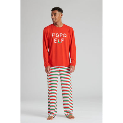 Loungeable Mens 'Papa Elf' Pyjamas - Red/Green