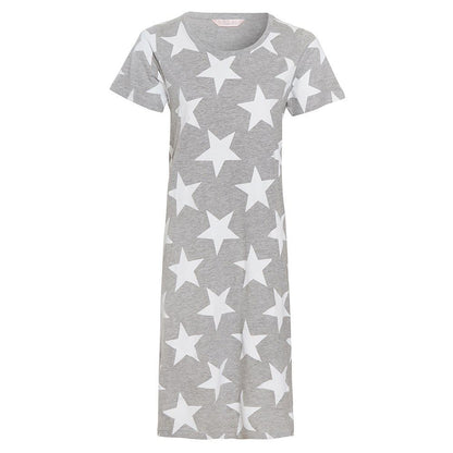 Follow That Dream Womens Star Print Nightie - Grey Marl