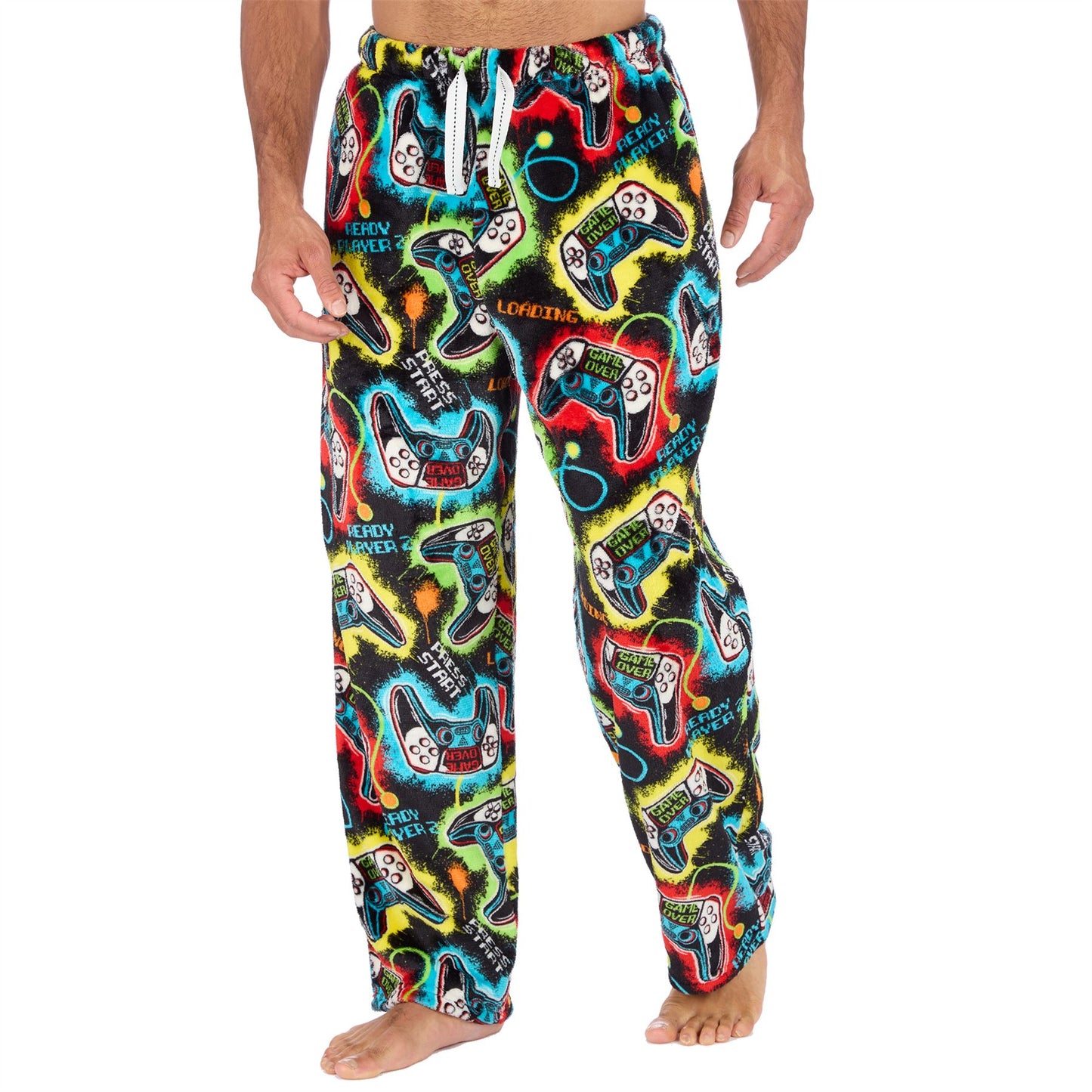Cargo Bay Mens Fleece Lounge Pants - Black/Gamer Print