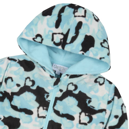 Onezee Kids Camouflage/Hearts Fleece Onesie - Blue