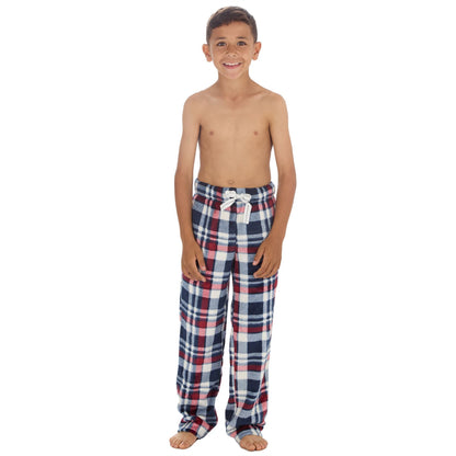 Cargo Bay Boys Fleece Lounge Pants - Burgundy Check