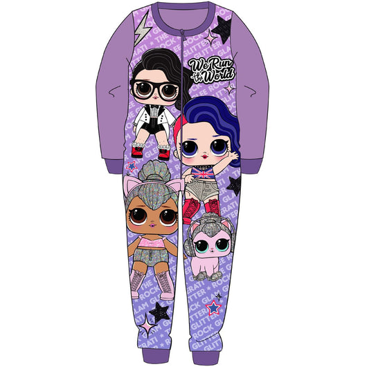 Girls LOL Surprise 'We Run the World' Fleece Onesie - Lilac