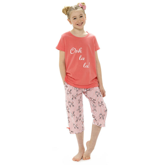 Follow That Dream Girls 'Ooh La La!' Poodle Pyjama Set - Coral