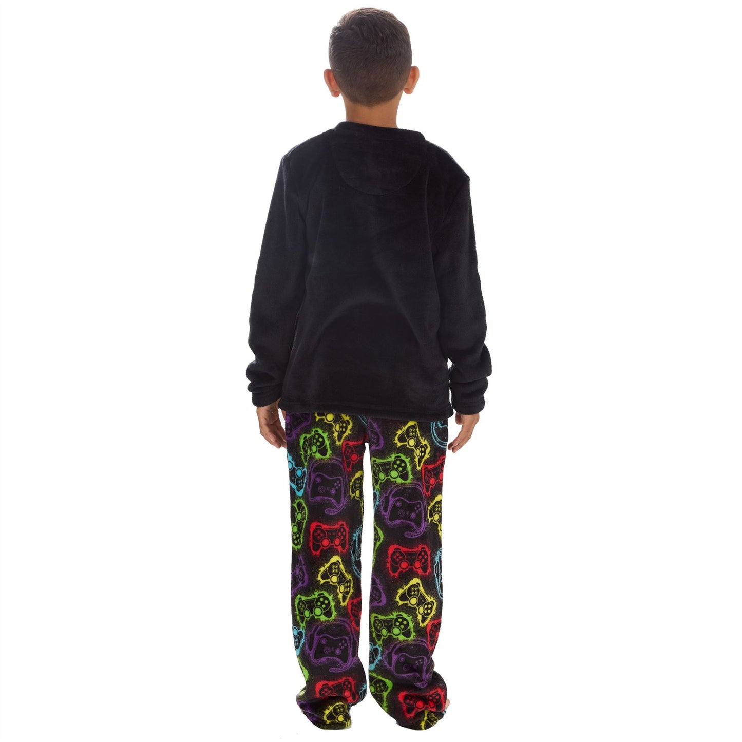 Cargo Bay Kids Fleece Gamer Print Pyjamas - Black/Multi