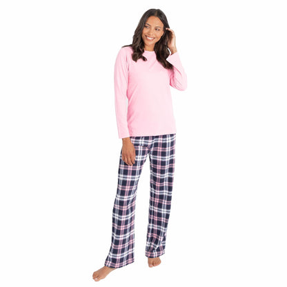 Momentii Womens Jersey/Flannel Pyjama Set - Pink Check Momentii